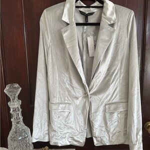White House Black Market Shimmering Silver Blazer